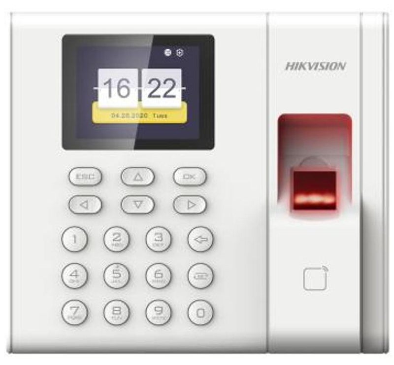 HIKVISION DS-K1A8503MF Value Series Fingerprint Time Attendance Terminal, 2.4-inch LCD Display, Fast 1:N Fingerprint Recognition (<1s), TCP/IP Connectivity, Supports Up to 1000 Users & 1000 Fingerprints, 100,000 Event Records, USB Report Download, Configurable Shifts & Holiday Schedules, 6 Attendance Statuses, Multilingual Support, ISAPI & ISUP 5.0 Protocols - Image 1