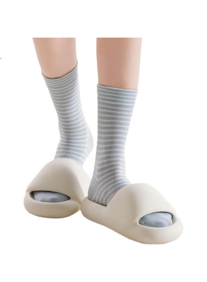 Madallo Seamless Spring/Summer Women'S Cotton Elastic Striped Loose Mouth Maternity Socks Refreshing Skin-Friendly Comfortable Breathable Pile Socks - Image 3