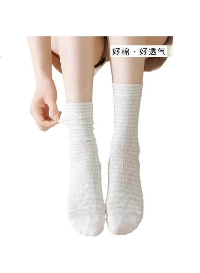 Madallo Seamless Spring/Summer Women'S Cotton Elastic Striped Loose Mouth Maternity Socks Refreshing Skin-Friendly Comfortable Breathable Pile Socks - Image 1