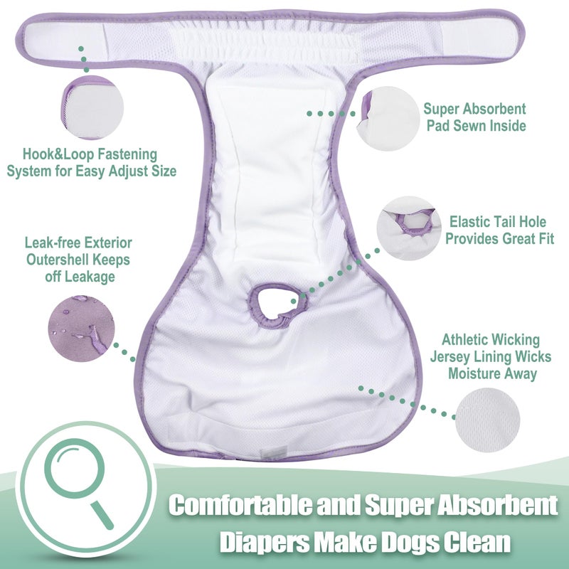 wegreeco Washable Reusable Premium Dog Diapers,Pack of 3,Small Dog Puppy & Doggy Diapers Female,Dog Period Panties Diapers Female in Heat Small - Image 5