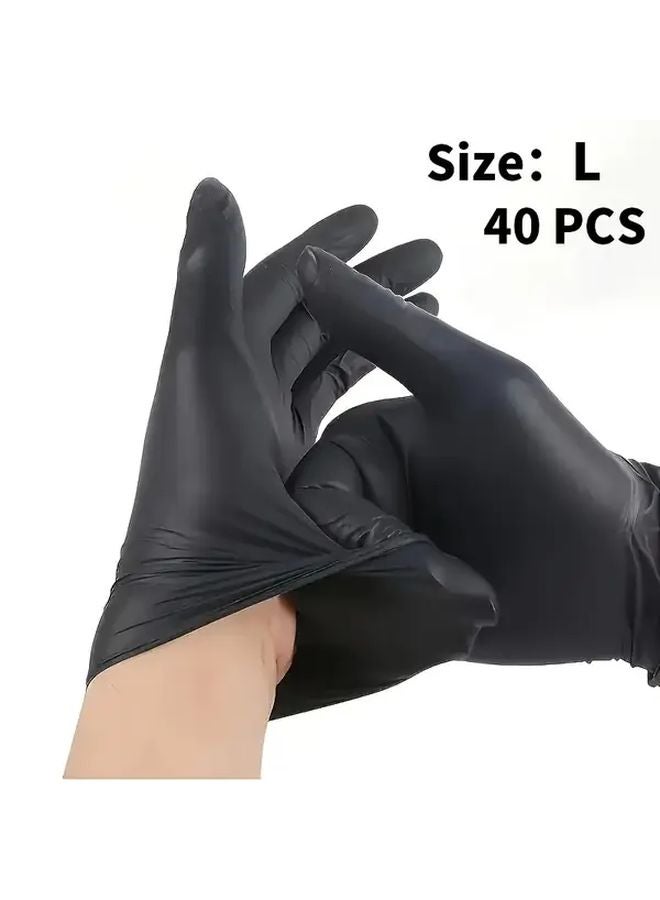 Large Size Black Powder Free Nitrile Gloves 40pcs Disposable Household Cleaning Multi Purpose - Image 1