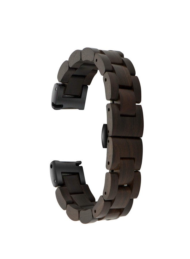 Kinobo Band 20mm Compatible with Samsung Galaxy Watch/Gear S2 S3/ Active/ Active 2, Natural Wooden Stainless Steel Link Bracelet Strap for Samsung Galaxy Watch 40/42/44mm (Brown+Black) - Image 2