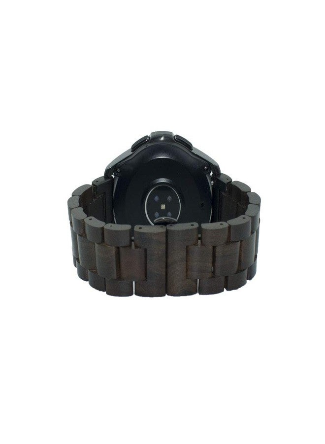 Kinobo Band 20mm Compatible with Samsung Galaxy Watch/Gear S2 S3/ Active/ Active 2, Natural Wooden Stainless Steel Link Bracelet Strap for Samsung Galaxy Watch 40/42/44mm (Brown+Black) - Image 4