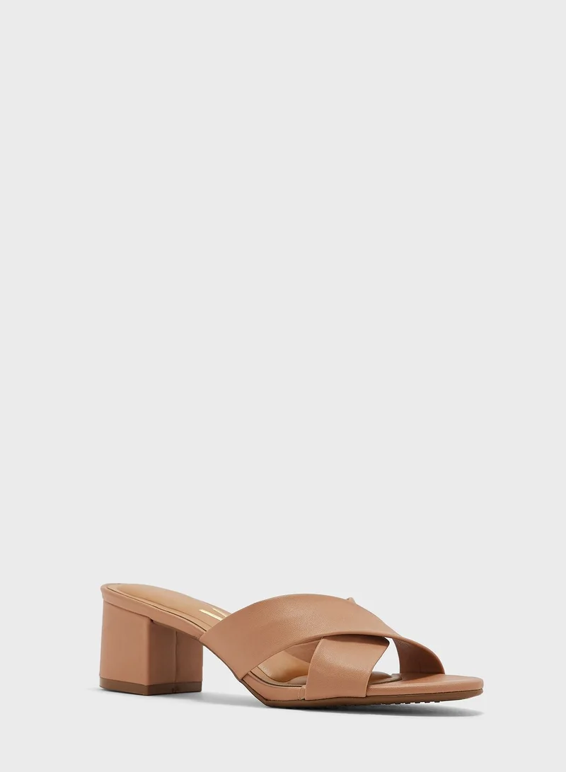 VIZZANO Riley Cross Strap Mid Heel Sandals