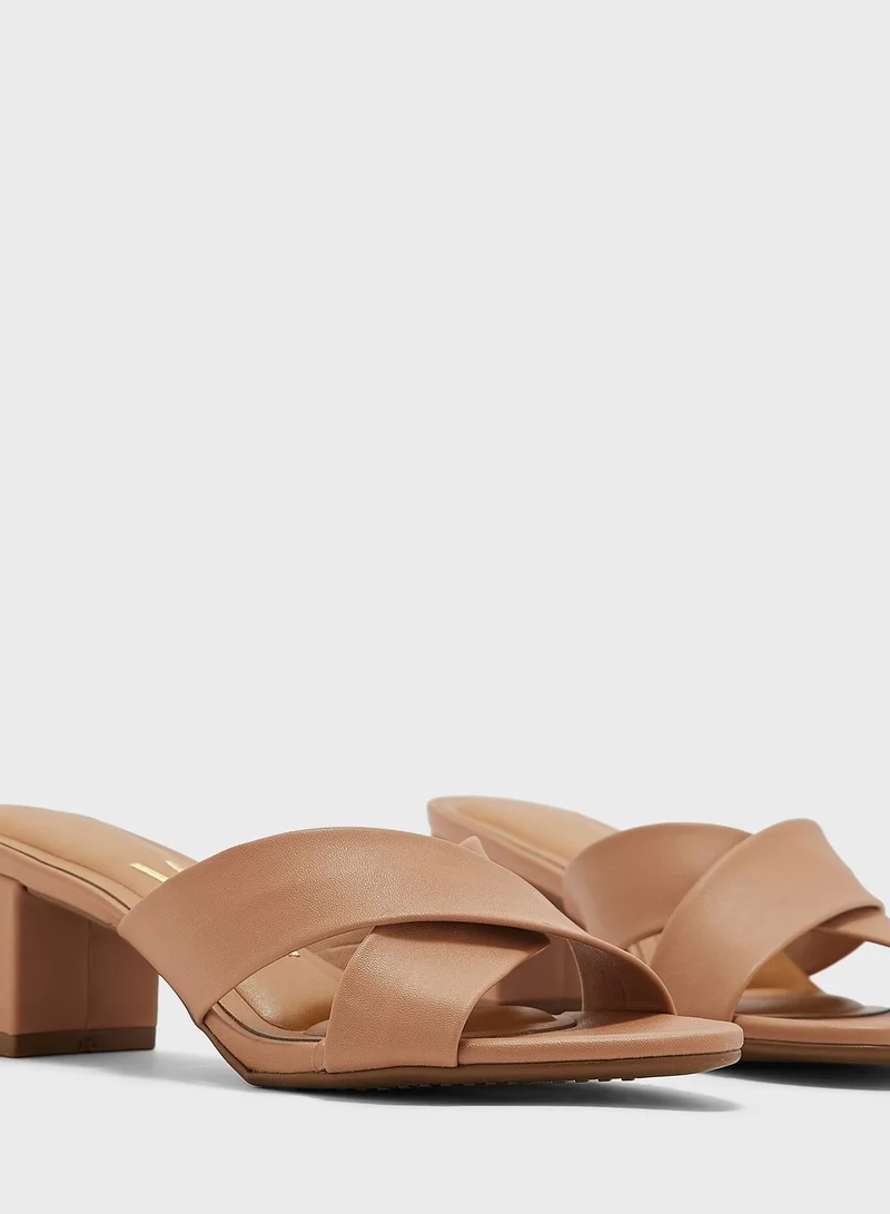 VIZZANO Riley Cross Strap Mid Heel Sandals
