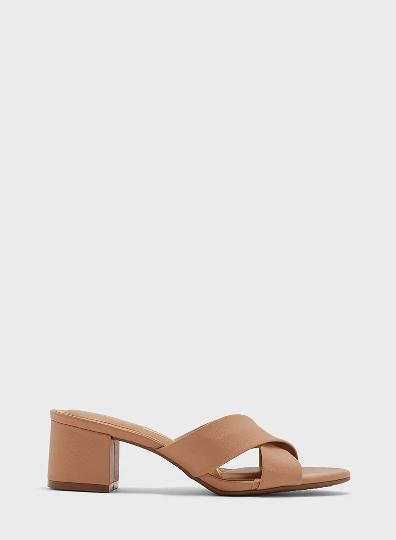 VIZZANO Riley Cross Strap Mid Heel Sandals