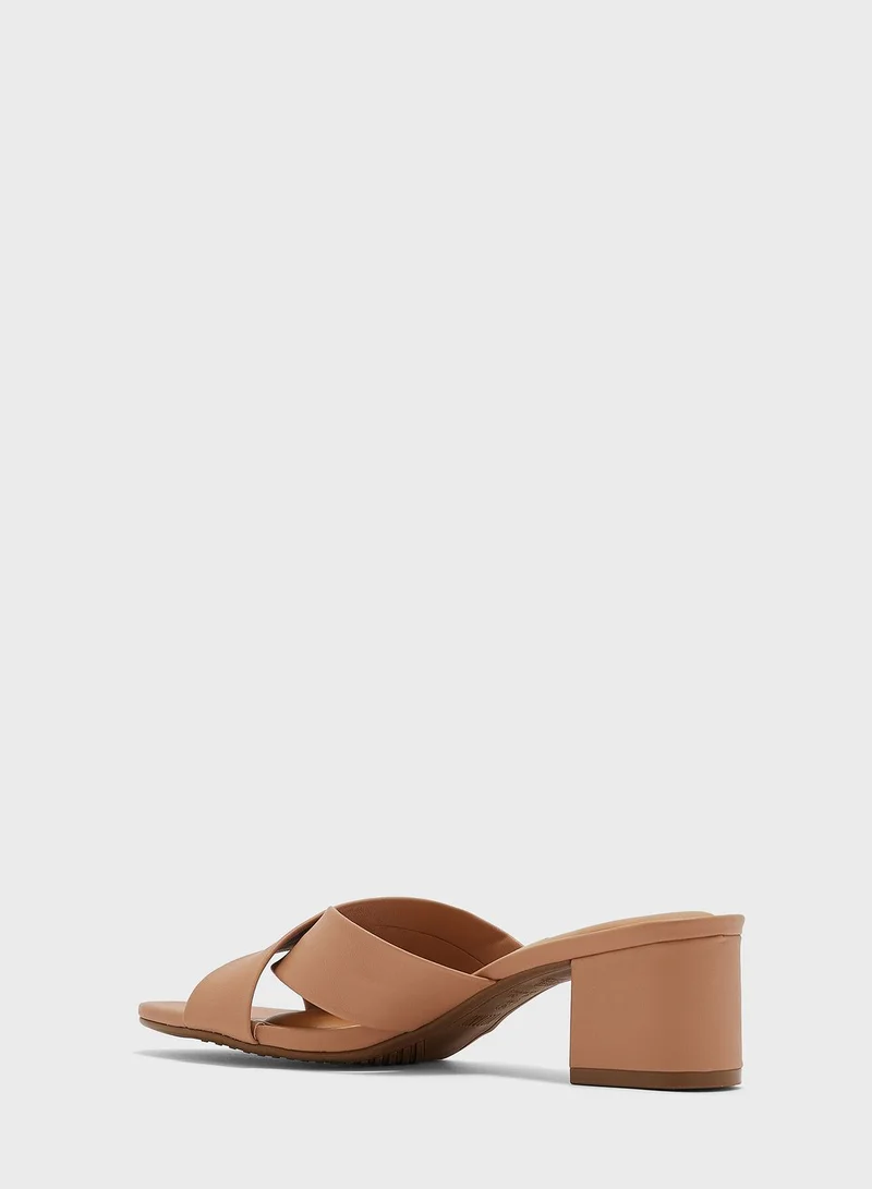 VIZZANO Riley Cross Strap Mid Heel Sandals