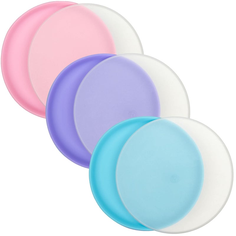 WeeSprout Baby  Toddler NonSuction Plates with Lids 100 Food Grade Silicone Plates Premium Hard Plastic Lids Unbreakable Design Microwave  Dishwasher Safe 3 Pack