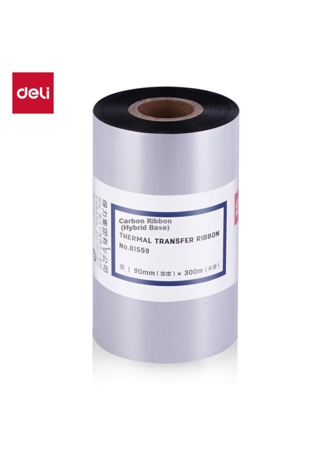 Deli 90mm*300m Thermal Transfer Barcode Printer Label Maker Universal Mixed Wax-based Carbon Ribbon 81559 - Image 2