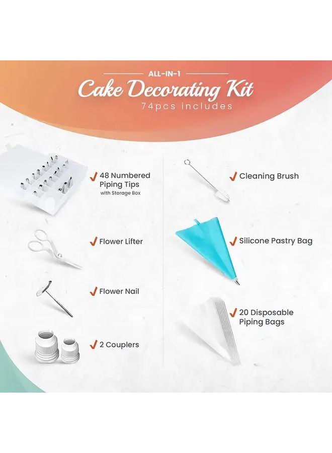 100 قطعة من أدوات تزيين الكيك والخبز مع فوهات التزيين وكيس الحلويات - Image 5