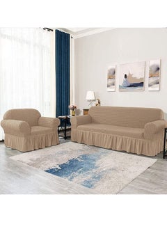 Sofa Slipcover One Piece Easy Fit Stretch Couch Cover with Skirt Durable Washable High Elastic Stretchable Universal Furniture Protector (khaki, 2 Seats) - pzsku/Z1F35D19CF8036EDD9507Z/45/_/1688701793/4f44c8ea-3d74-4e85-9d7c-354d038167ec