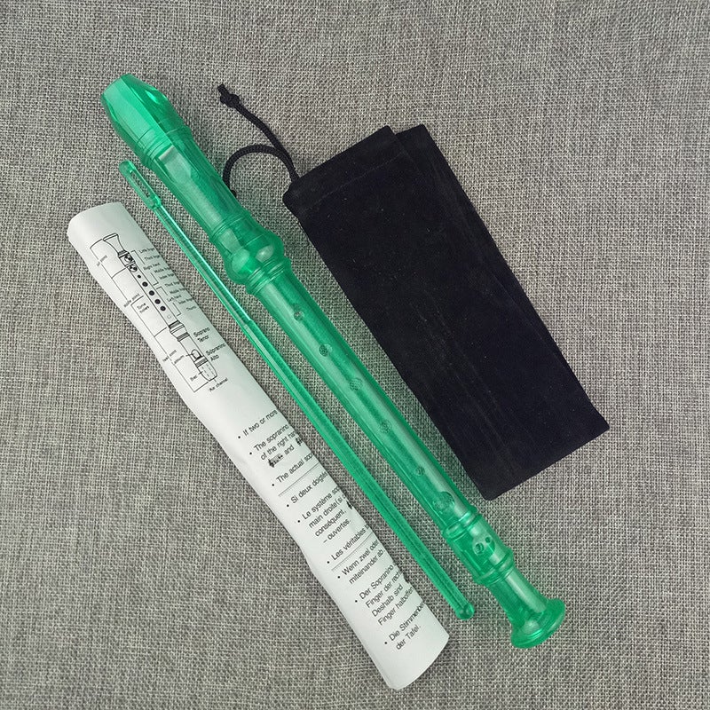 Generic Transparent color clarinet 8-hole straight flute 8-hole flute German-style G-tone student beginner teaching English outfit Green 8-hole 