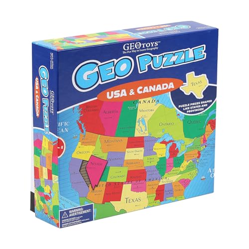 GeoToys جيوبازل، ألغاز تركيب على شكل الولايات المتحدة وكندا، 69 قطعة لغز جغرافي، لعبة جغرافيا، لغز خريطة - ألغاز تركيب للأطفال من عمر 6-9 سنوات، هدايا صغيرة للأطفال - Image 5