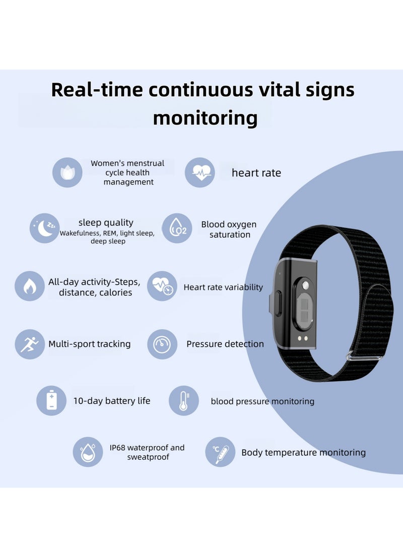 أواسيس لينك سوار ذكي لمراقبة معدل ضربات القلب وضغط الدم ومقياس الخطوات وجهاز تتبع اللياقة البدنية للرجال والنساء سوار إلكتروني (أسود) - Image 3