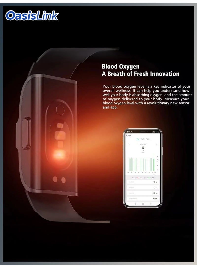 أواسيس لينك سوار ذكي لمراقبة معدل ضربات القلب وضغط الدم ومقياس الخطوات وجهاز تتبع اللياقة البدنية للرجال والنساء سوار إلكتروني (أسود) - Image 4