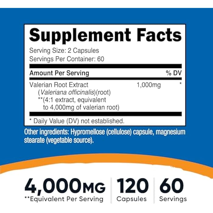 Nutricost Valerian Root Extract 120 Capsules for 60 Servings Per Bottle - Vegetarian, GMO Free and Gluten Free - Image 2