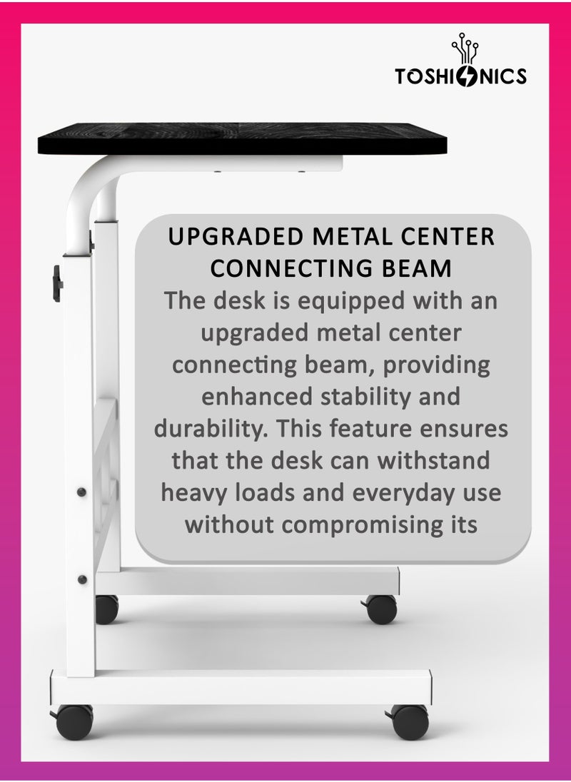 Upgraded Adjustable Laptop Desk – Sturdy Metal Base, Portable & Multi-Purpose Computer Table | Height Adjustable, Movable Overbed, Sofa, Coffee, Study, Workstation & Bedside Table for Home & Office