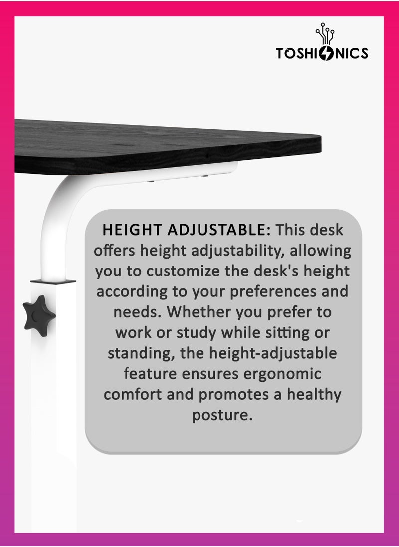 Upgraded Adjustable Laptop Desk – Sturdy Metal Base, Portable & Multi-Purpose Computer Table | Height Adjustable, Movable Overbed, Sofa, Coffee, Study, Workstation & Bedside Table for Home & Office