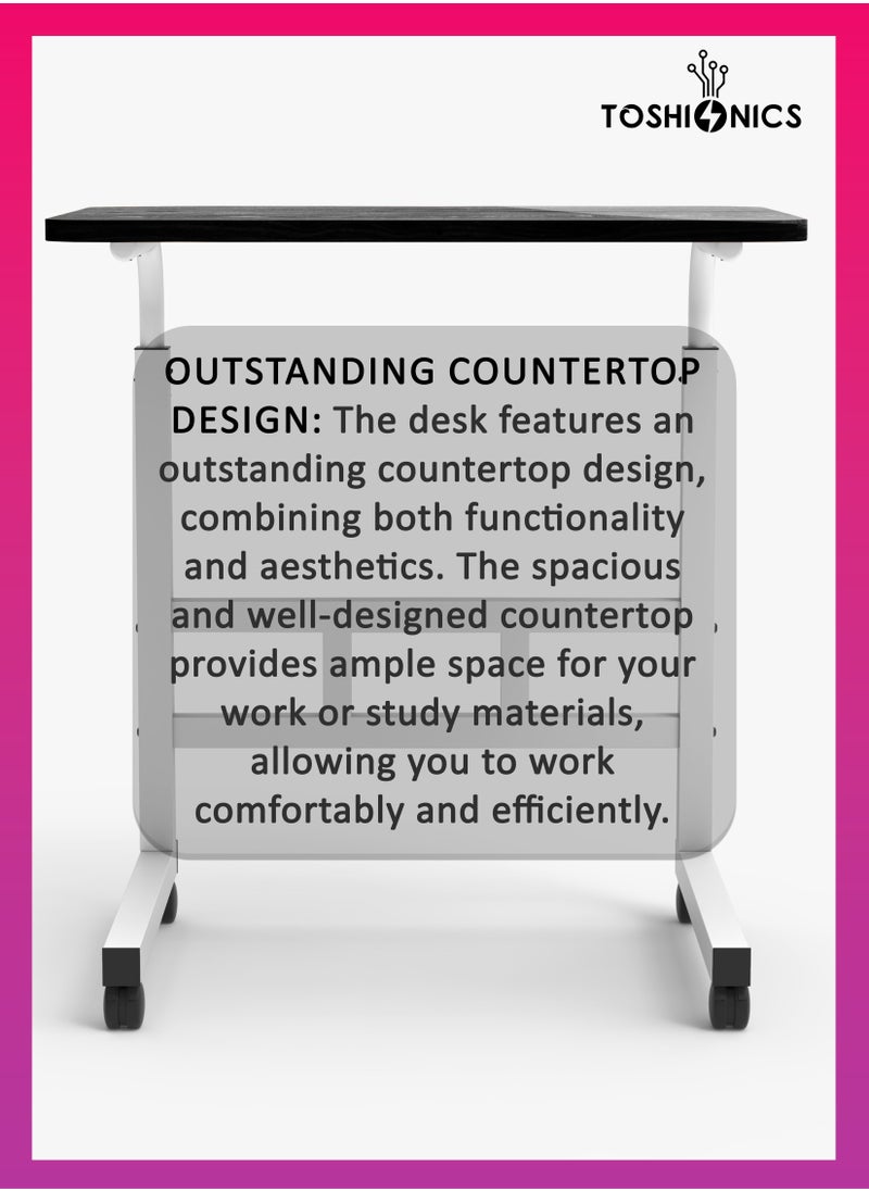 Upgraded Adjustable Laptop Desk – Sturdy Metal Base, Portable & Multi-Purpose Computer Table | Height Adjustable, Movable Overbed, Sofa, Coffee, Study, Workstation & Bedside Table for Home & Office