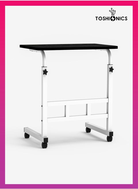 Upgraded Adjustable Laptop Desk – Sturdy Metal Base, Portable & Multi-Purpose Computer Table | Height Adjustable, Movable Overbed, Sofa, Coffee, Study, Workstation & Bedside Table for Home & Office