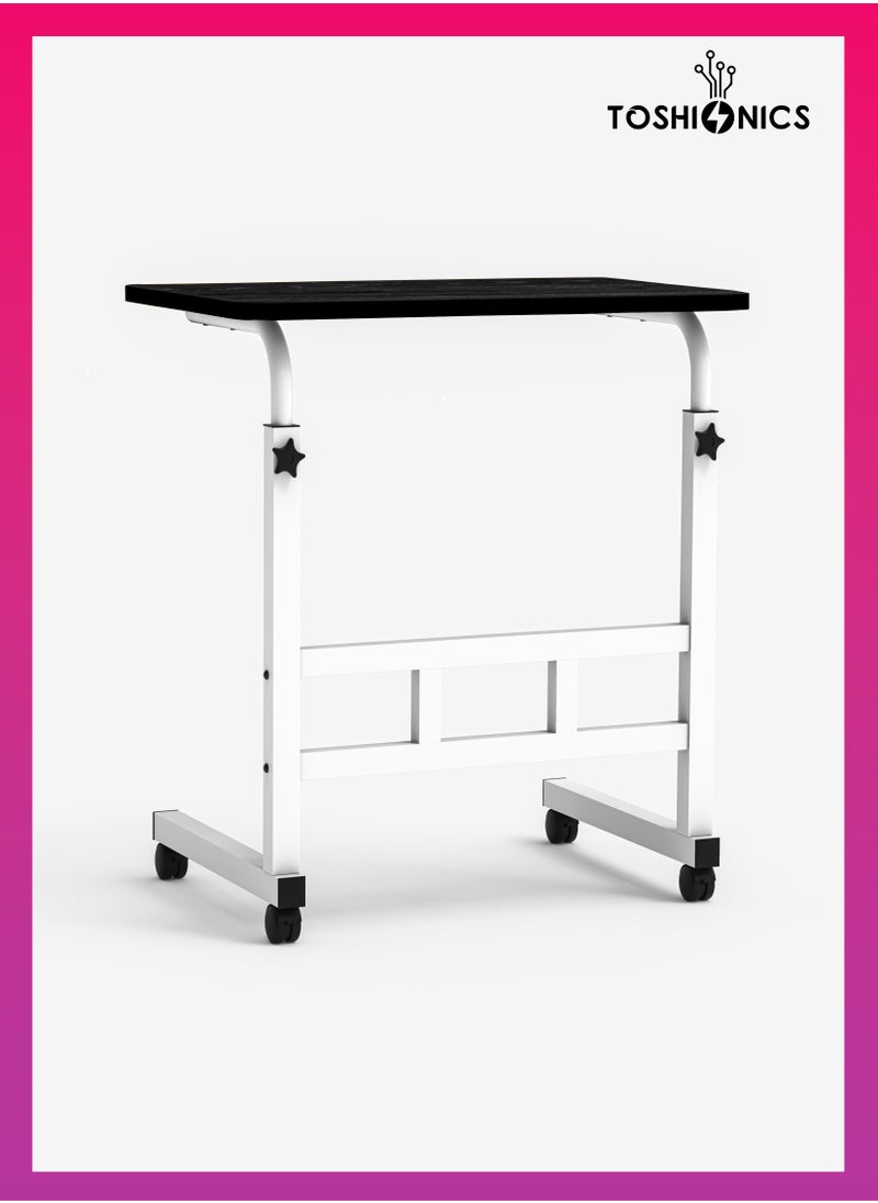 Upgraded Adjustable Laptop Desk – Sturdy Metal Base, Portable & Multi-Purpose Computer Table | Height Adjustable, Movable Overbed, Sofa, Coffee, Study, Workstation & Bedside Table for Home & Office