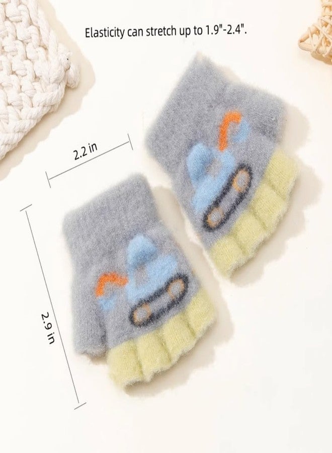 Vimeet Toddler Fingerless Gloves Winter Warm Knitted Half Finger Mitten for Baby Boy Girl - Image 2