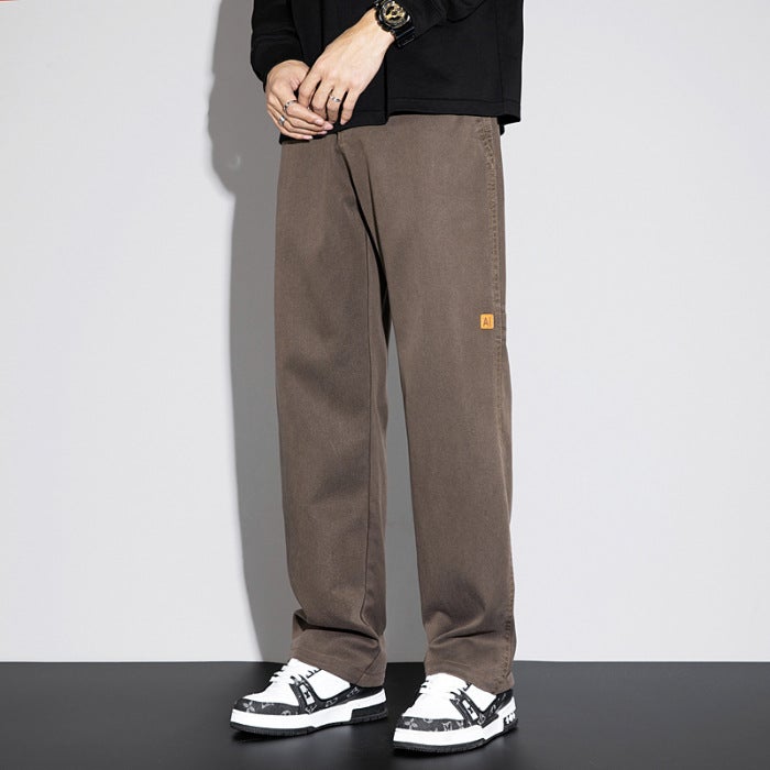 Khaki Straight-Leg Jeans For Men 2025 New American-Style Loose Wide-Leg Long Pants For - Image 1