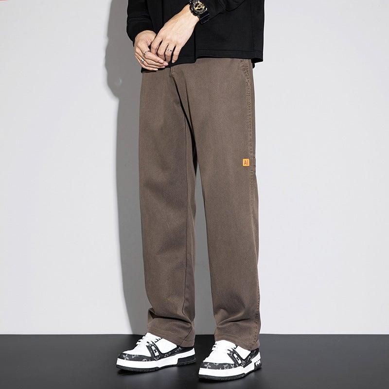 Khaki Straight-Leg Jeans For Men 2025 New American-Style Loose Wide-Leg Long Pants For - Image 5