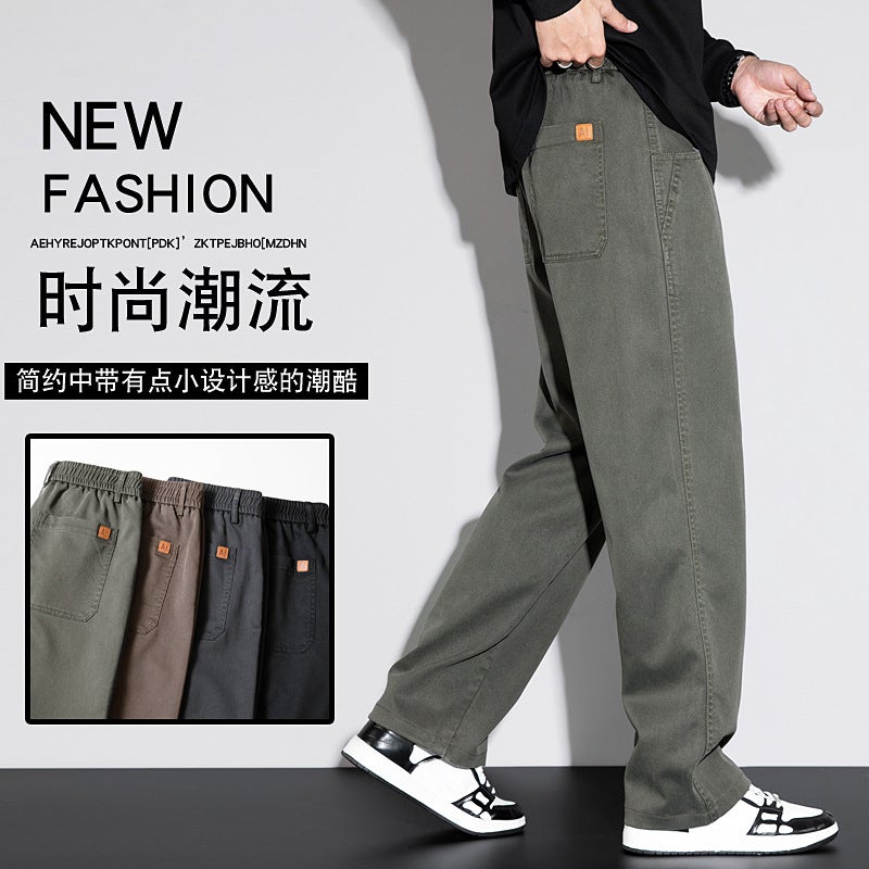 Khaki Straight-Leg Jeans For Men 2025 New American-Style Loose Wide-Leg Long Pants For - Image 3