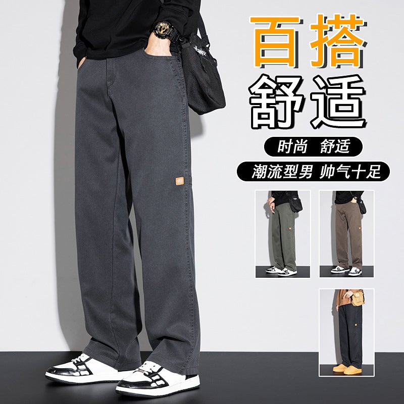 Khaki Straight-Leg Jeans For Men 2025 New American-Style Loose Wide-Leg Long Pants For - Image 2