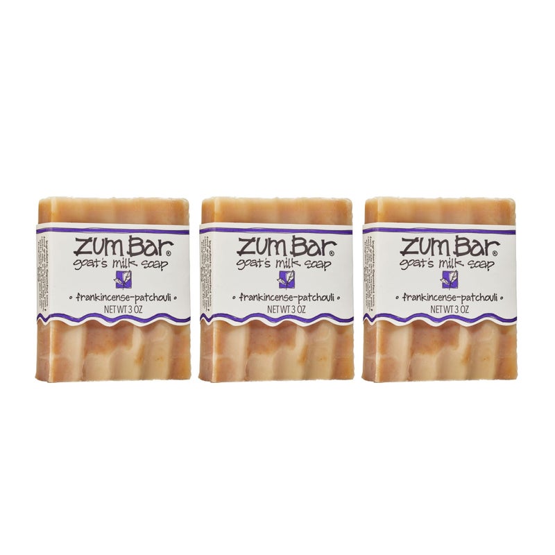 Indigo Wild Zum Goats Milk Soap Bar Bar Soap for Hands Body Made with Essential Oils 3 oz FrankincensePatchouli 3 Pack