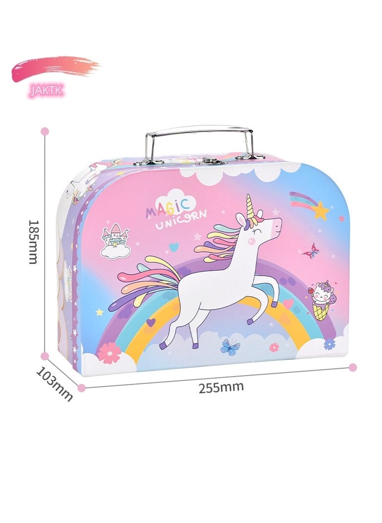 JAKTK Unicorn Kids  Party Set,48 PCS,Kids Kitchen Pretend Toy with COFFI Set, Desserts & Carrying Case,Princess Tea Time Kitchen Pretend Play Tea Set Toys (Unicorn)  - Image 4