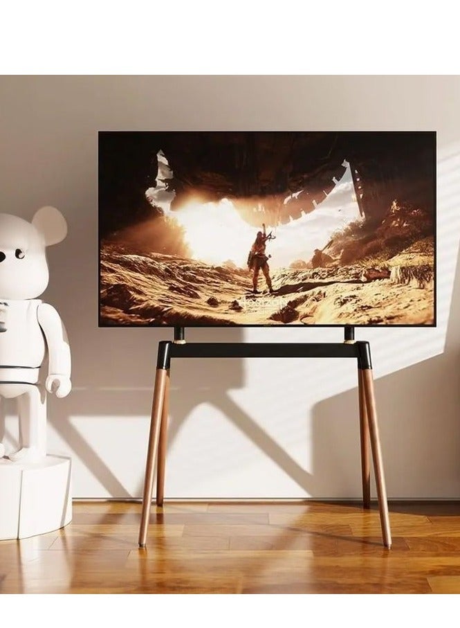 هامود عربة حامل تلفزيون كلاسيكية باللون الأسود مقاس 55 - 86 بوصة مع 4 أرجل خشبية VESA 600x400mm - Image 5