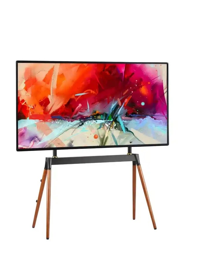Hamood Classic Easel Studio Black 55 - 86 inch Floor Standing TV Mount Cart with 4 Wood Legs VESA 600x400mm - Image 1