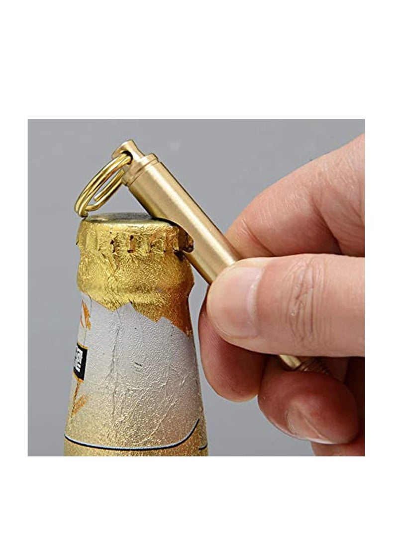 SYOSI - Bottle Opener Keychain with Keychain Knife and Screwdriver, Made by Solid Brass 5 in 1 (Gold) - Image 1