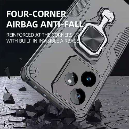 Pikkme Back Cover for Realme GT 7 5G / GT 7T 5G Tough Armor 360° Camera Protection Raised Edges & Kickstand Bumper Case (Black) - Image 5