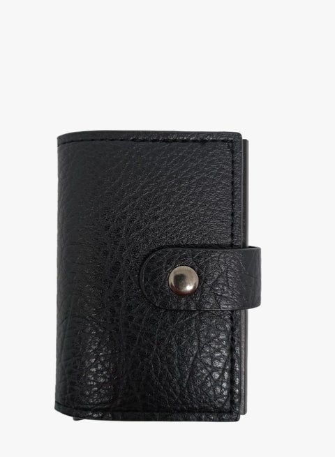 Leather and Carbon Fiber Card Holder for Men Slim Wallet Smart Small Design - Credit Card Holder Blocking Technology