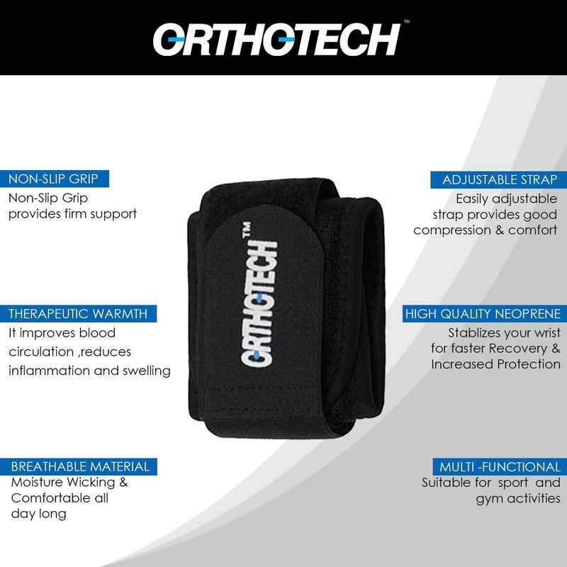 Orthotech Pack of 2 - Neoprene Grade Wrist Wrap Braces Support Band for Gymnastics Weight Lifting Powerlifting for Men and Women (Black) - Image 4