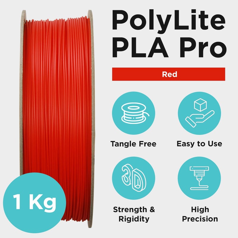Polymaker PLA PRO Filament 1.75mm 1kg, Tough & High Rigidity Red 3D Printing Filament, PolyLite PLA PRO 3D Printer Filament 1.75mm, Print with Most 3D Printers - Image 5