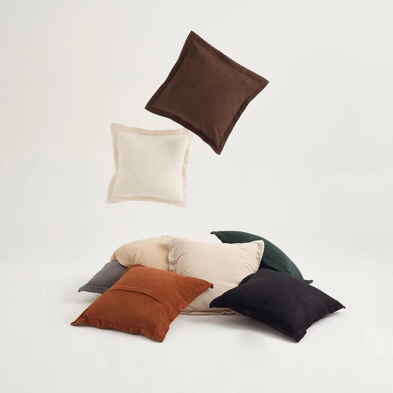 COCO TOP COCO TOP Pack of 3 Throw Pillow Covers 18x18inch  Boho Striped Corduroy Neutral Soft Pillow Cases for Modern Farmhouse Home Decor Cozy Living Room Bedroom Loung(Classic Black  White & Grey) - Image 5