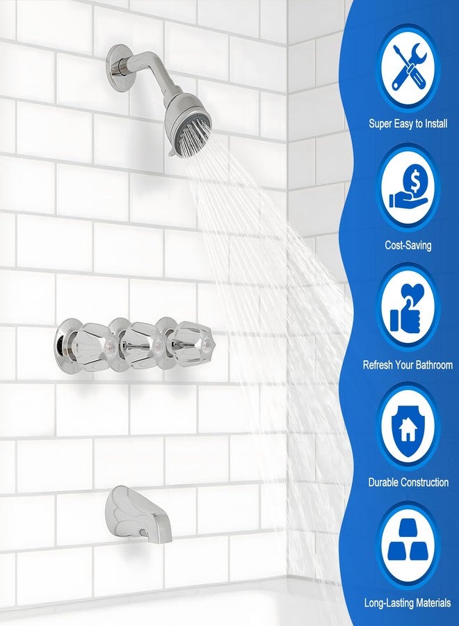 Dreyoo مقبض دش معدني من Dreyoo مكون من 3 قطع بديل متوافق مع حوض الاستحمام Price/Pfister Verve، طقم إعادة تشكيل مقبض صنبور حوض الاستحمام، يتضمن 1 ساخن و1 بارد و1 محول و3 براغي (كروم مصقول) - Image 3