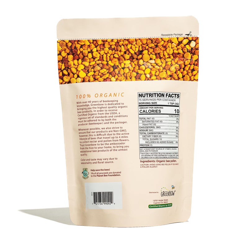 Greenbow Organic Bee Pollen - 100% USDA Certified Organic, Non-GMO, Pure, & Natural Bee Pollen - Superfood Packed w/Proteins, Vitamins & Minerals (8oz) - Image 2