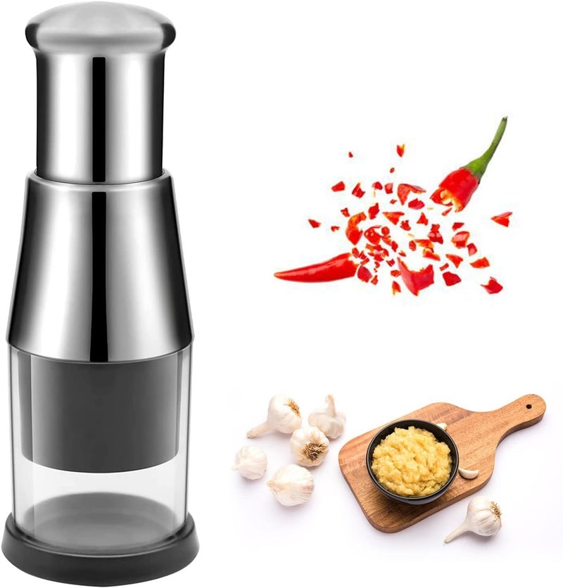 Suicune Garlic Chopper Manual Mini Garlic Chopper Press Hand Meat Grinder Stainless Steel Blades Garlic Crusher for Pepper Onion Kitchen Tool - Image 3