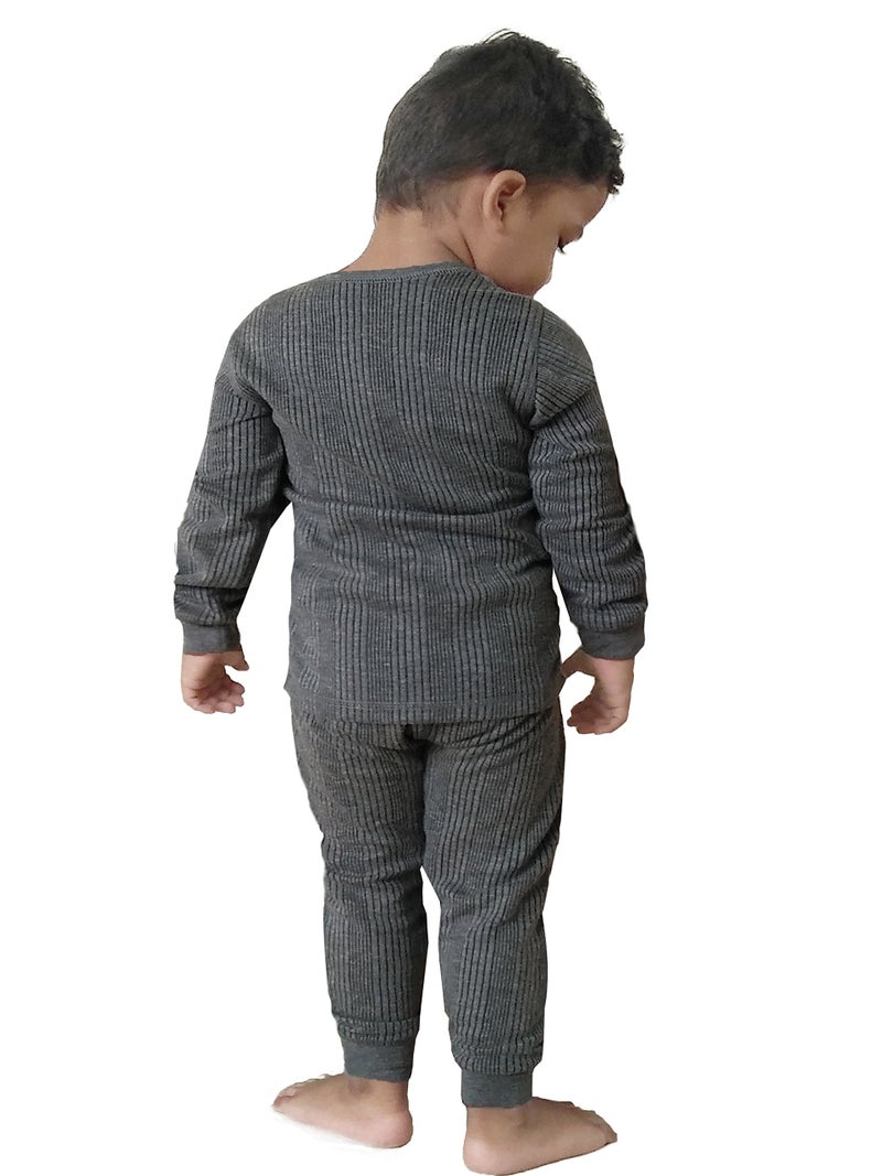 HAP Kings Round Neck Grey Melange Winter Thermal Set of Top Trouser for Kids/Thermal for Boys and Girls/Kids Thermal - Image 4