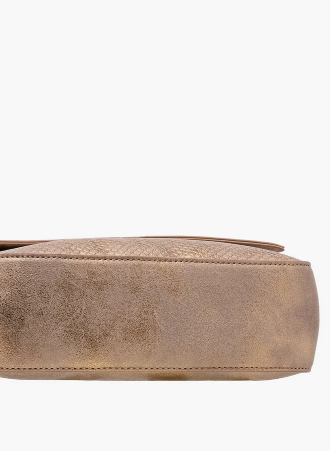 Le Confort Women's Textured Crossbody Bag with Flap Closure and Chain Strap