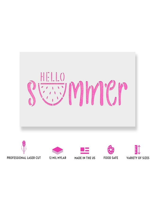 Stencil Revolution Hello Summer Watermelon Stencil - Reusable Stencils for Painting - Create DIY Hello Summer Watermelon Home Decor - Image 2