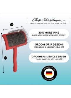 Chris Christensen Big G Dog Slicker Brush for Dogs (Goldendoodles, Labradoodles, Poodles), Groom Like a Professional, Fluff Detangle Style, Saves Time Energy, Coral, Medium  - Image 2