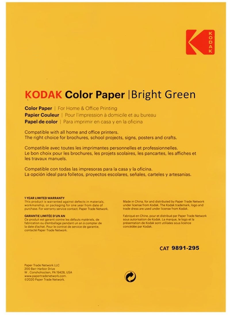 Kodak - 100 sheets A4 size Colour Paper Bright Green - Image 1