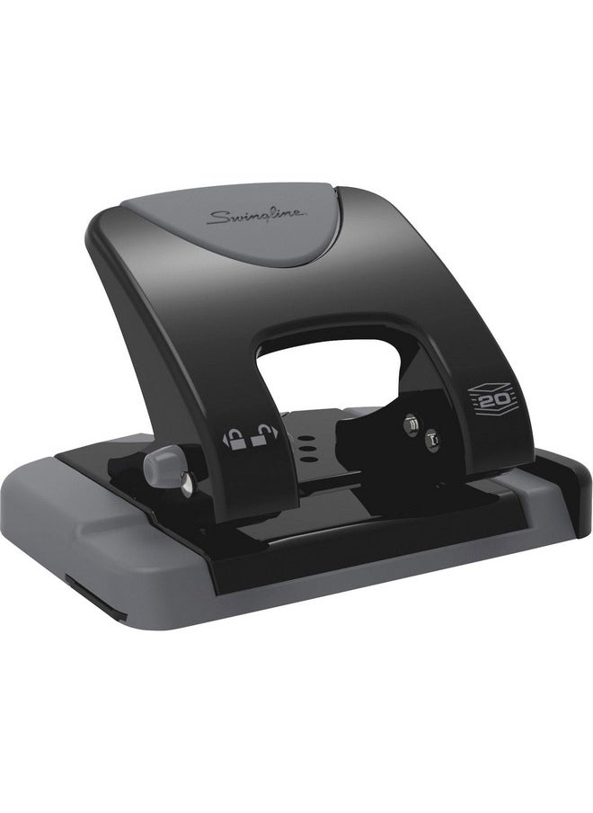 Swingline - Swingline 2 Hole Punch, 20 Sheet Capacity Hole Puncher, Paper Punch, SmartTouch Low Effort Comfort Handle, Alignment Guide, Black & Gray (74135) - Image 1