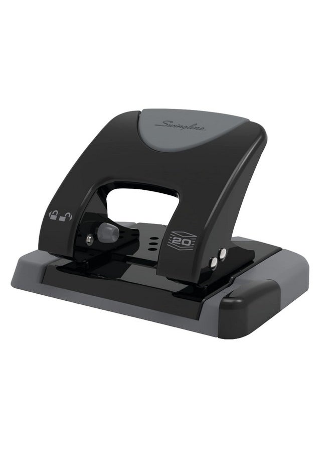 Swingline - Swingline 2 Hole Punch, 20 Sheet Capacity Hole Puncher, Paper Punch, SmartTouch Low Effort Comfort Handle, Alignment Guide, Black & Gray (74135) - Image 1